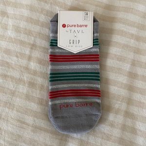 NWT - Pure Barre Christmas Stripe Sticky Grip Socks